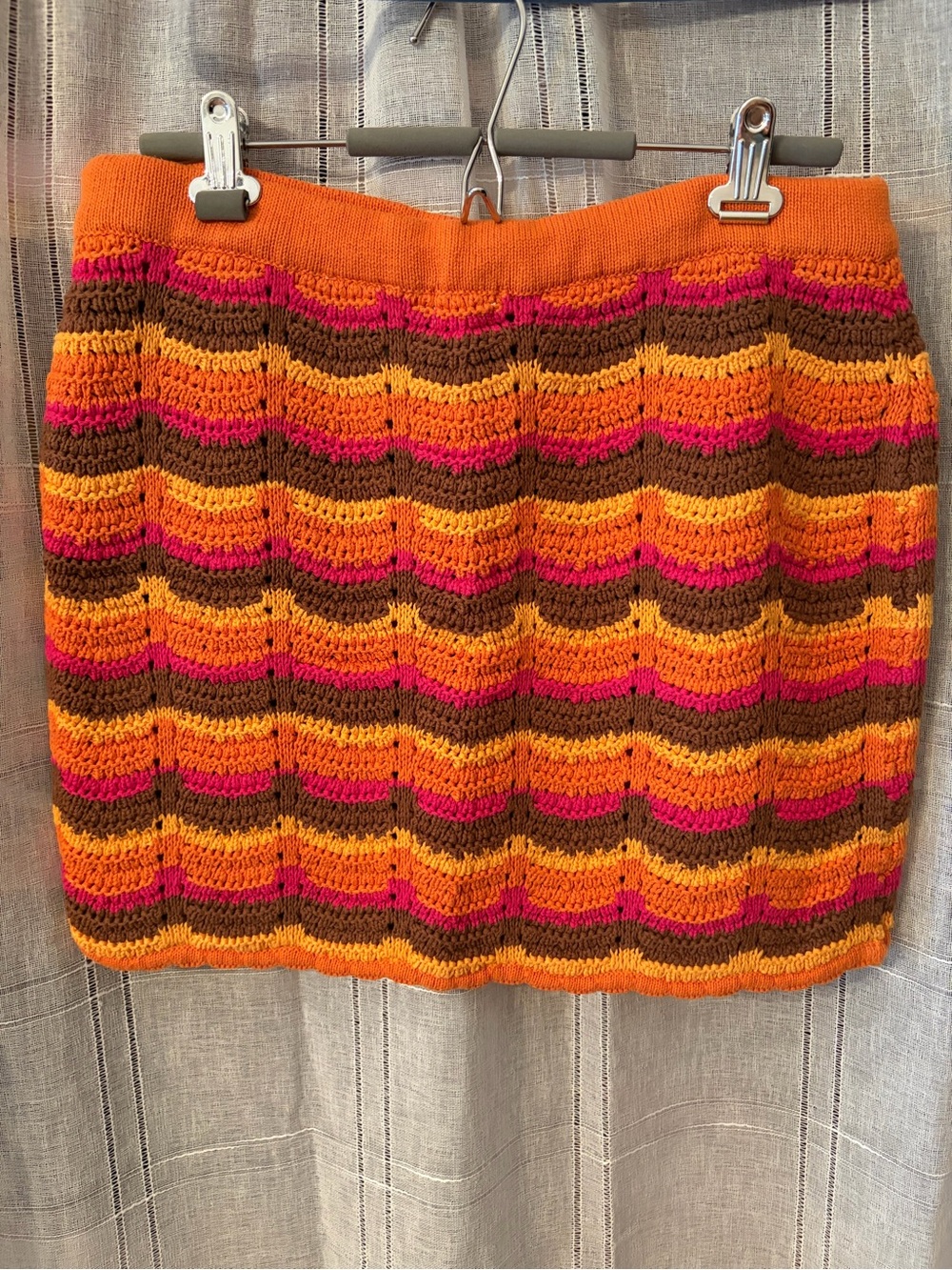 Cotton On Retro Stripe Knit Mini Skirt in Orange, Pink & Brown